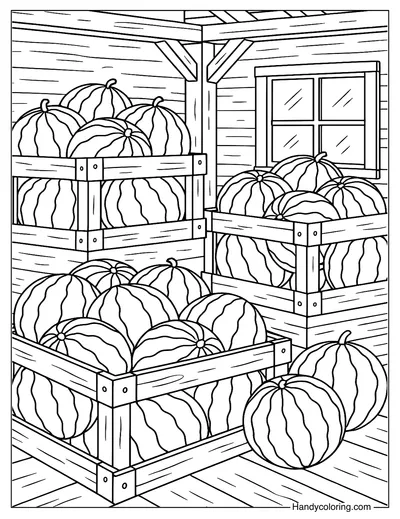 Watermelon Crate Stack Coloring Page