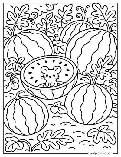 Watermelon Garden Coloring Page