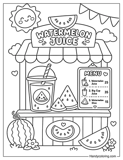 Watermelon Juice Stand in Summer