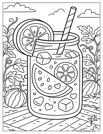 Watermelon Lemonade Coloring Page