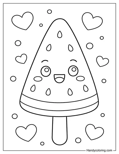 Watermelon Popsicle with Smiling Face