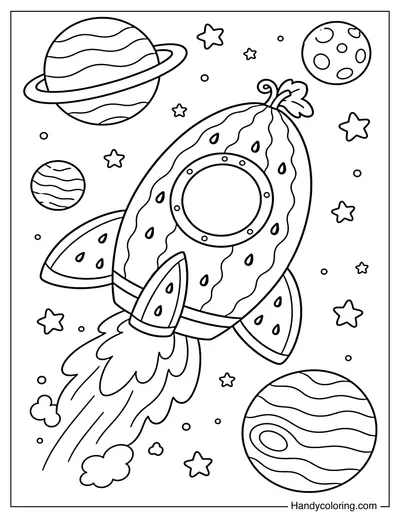 Watermelon Rocket in Space