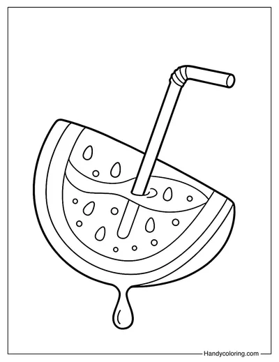 Watermelon Slice Drink Coloring Page