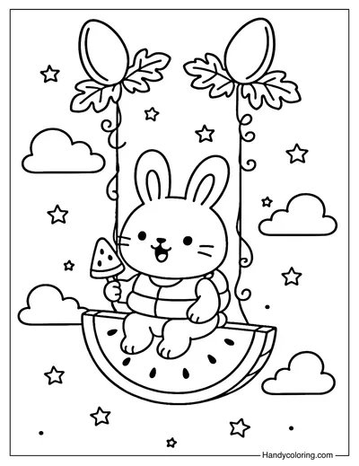 Watermelon Slice Swing Coloring Page