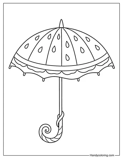 Watermelon Slice Umbrella Coloring Page