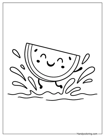 Watermelon Splash Coloring Page