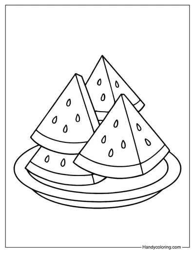 Watermelon Wedge Pile Coloring Page