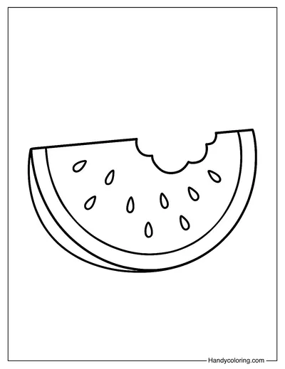 Watermelon with Bite Coloring Page