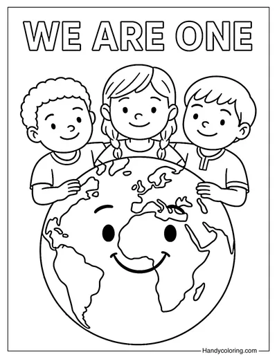 We Are One World Coloring Page