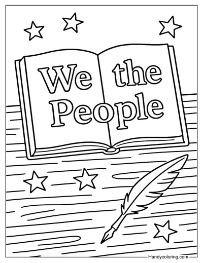 We the People Book Coloring Page