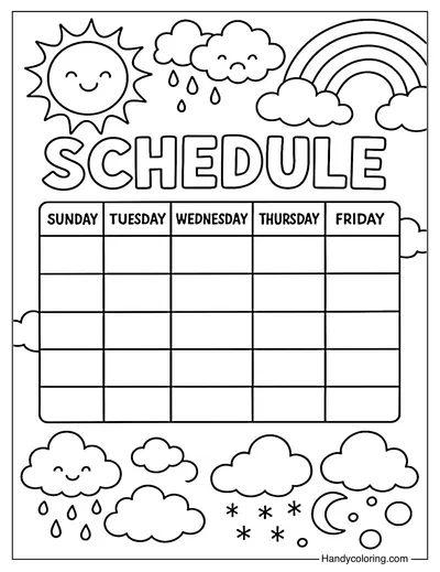 Weather Planner Coloring Page