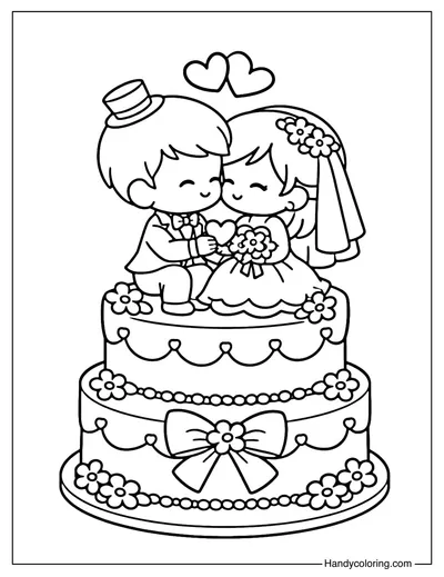 Wedding Cake Topper Coloring Page