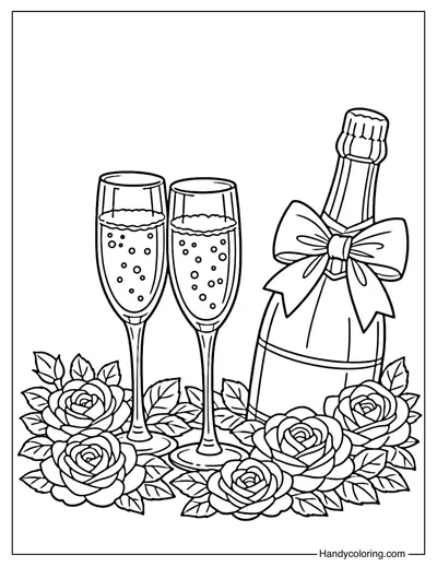 Wedding Champagne Glasses Coloring Page