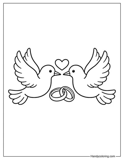 Wedding Doves Coloring Page