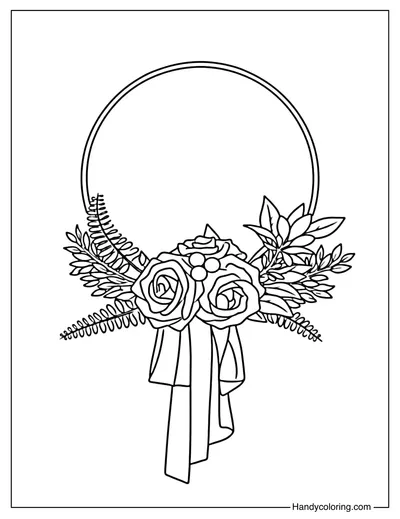 Wedding Flowers Wreath Coloring Page