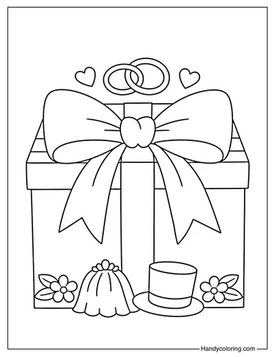 Wedding Gift Box Coloring Page