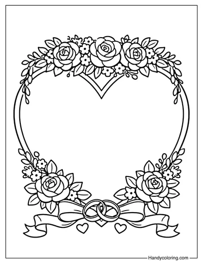 Wedding Heart Frame Coloring Page