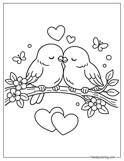 Wedding Love Birds Coloring Page