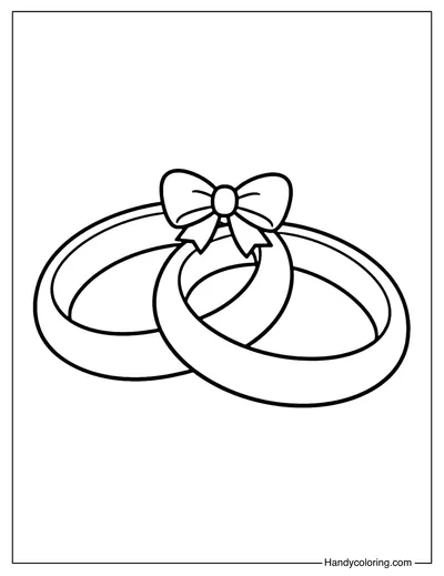 Wedding Rings with Bow Coloring Page