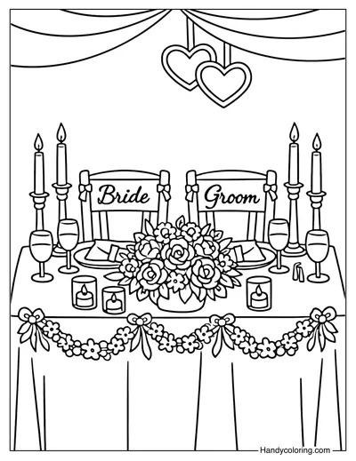 Wedding Table Decoration Coloring Page