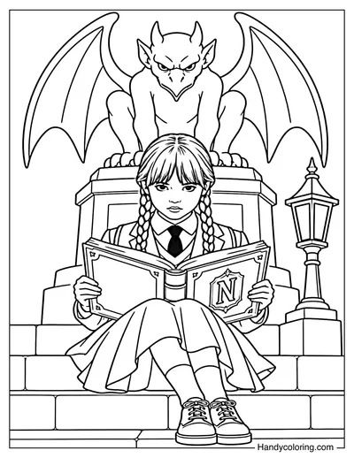 Wednesday Beneath a Nevermore Gargoyle