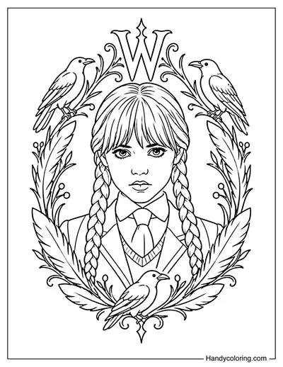 Wednesday Inside a Raven Wreath