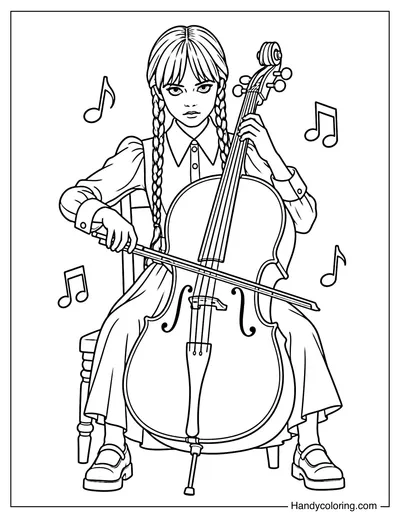 Wednesday Playing the Cello