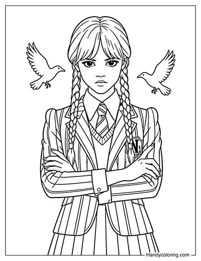 Wednesday Standing with Arms Crossed