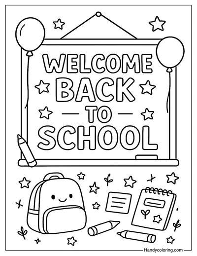 Welcome Back to School Coloring Page