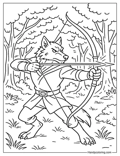 Werewolf Archer Coloring Page