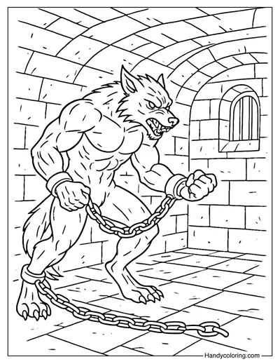 Werewolf in Chains Coloring Page