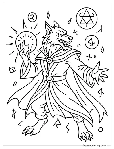 Werewolf Mage Coloring Page