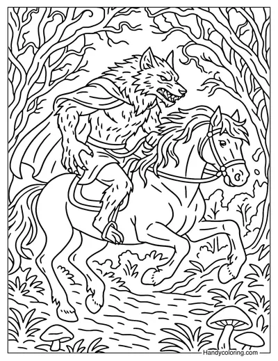 Werewolf Rider Coloring Page