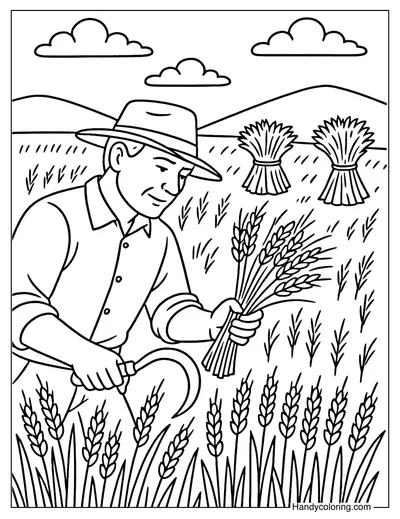 Wheat Harvest Coloring Page