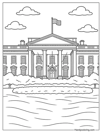 White House Front View Coloring Page