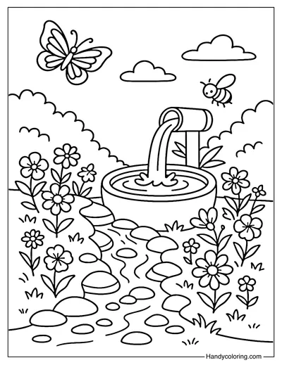 Wildflower Creek Retreat Coloring Page
