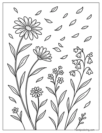Wildflowers Wind Dance Coloring Page