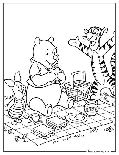 Winnie the Pooh and Friends Having a Picnic