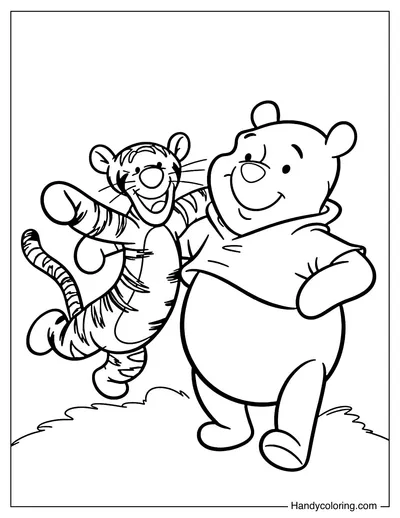 Winnie the Pooh and Tigger Playing Together