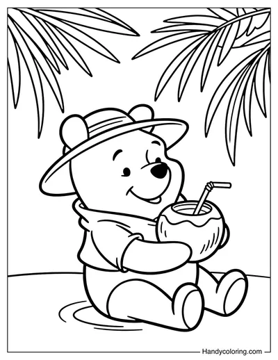 Winnie the Pooh Holding A Coconut