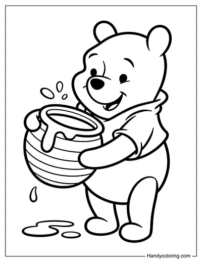Winnie the Pooh Holding a Honey Pot