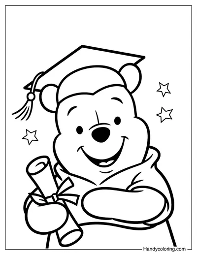 Winnie the Pooh Wearing A Graduation Cap