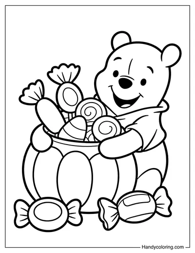 Winnie the Pooh with Pumpkin Basket