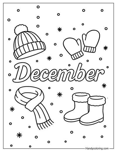Winter Clothes December Coloring Page