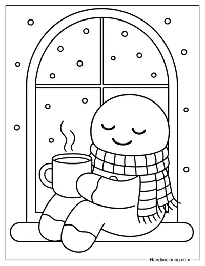 Winter Gingerbread Man Coloring Page