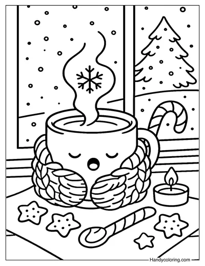 Winter Hot Cocoa Coloring Page