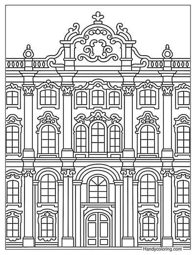 Winter Palace Facade Coloring Page