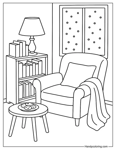 Winter Reading Nook Color Page