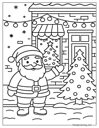 Winter Street Scene Coloring Page