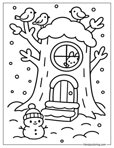 Winter Stump Coloring Page